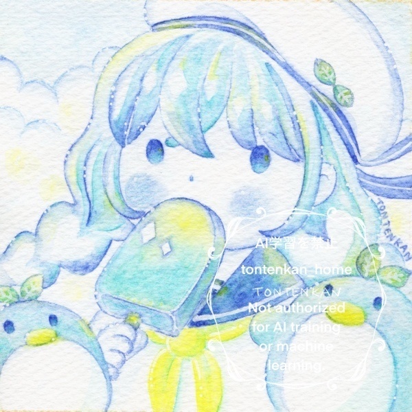 【アイスイラスト🍨】【原画】アイス食べてる女の子/Blue