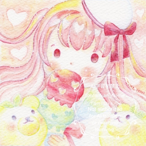 【アイスイラスト🍨】【原画】アイス食べてる女の子/Pink