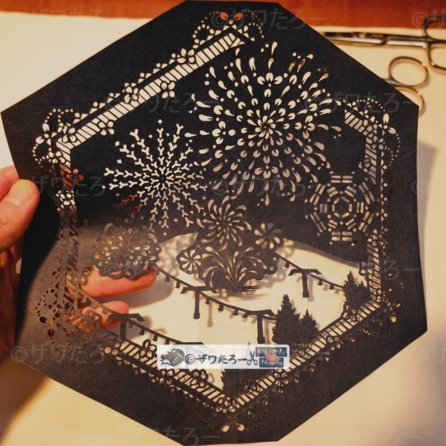 ゲレンデ冬花火・湯沢町_Tシャツ ナチュラル【新潟県を巡るザワたろー】