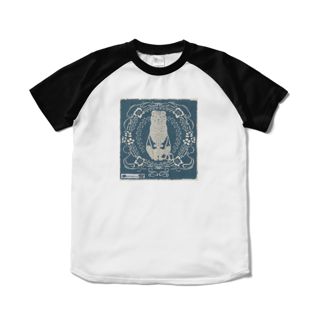 松之山の猫・ぷりん🐱_ラグランTシャツ【新潟県×もふもふ毛🐸✂シリーズ】