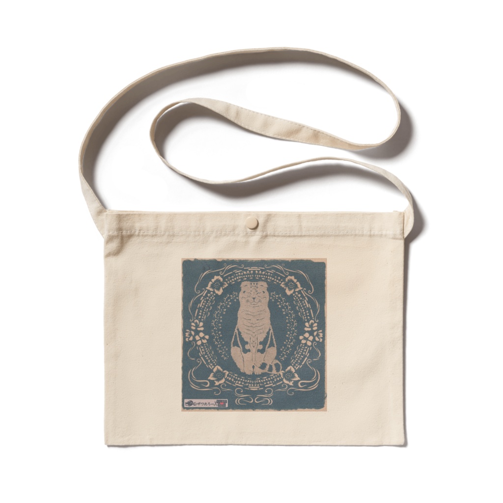 松之山の猫・ぷりん🐱_サコッシュ【新潟県×もふもふ毛🐸✂シリーズ】