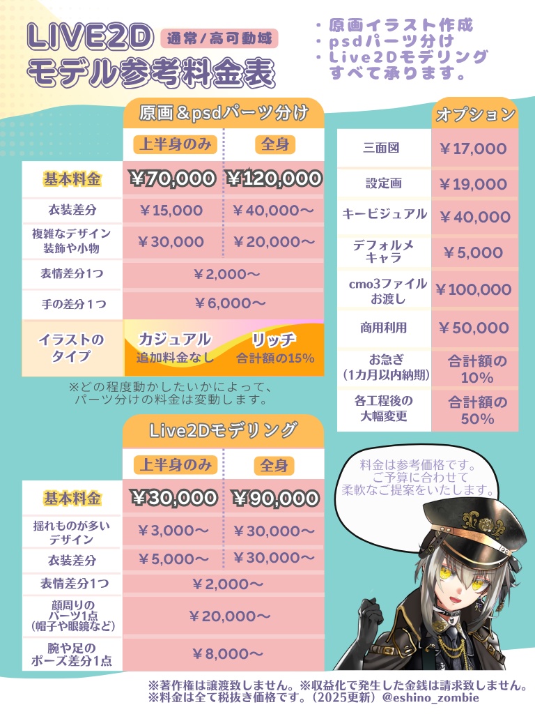 【VTubeStudio対応】Live2Dモデル作成