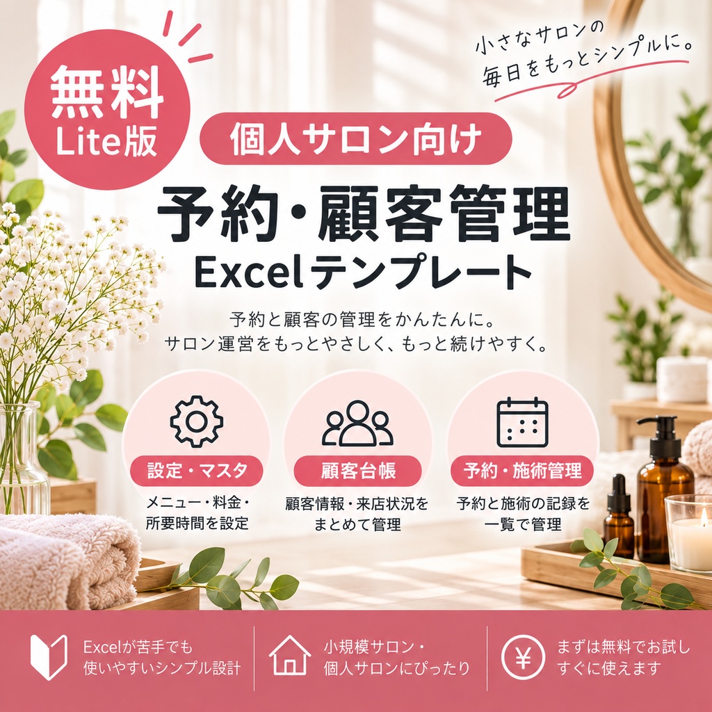 【無料】個人サロン向け 予約・顧客管理 Lite｜Excelテンプレート