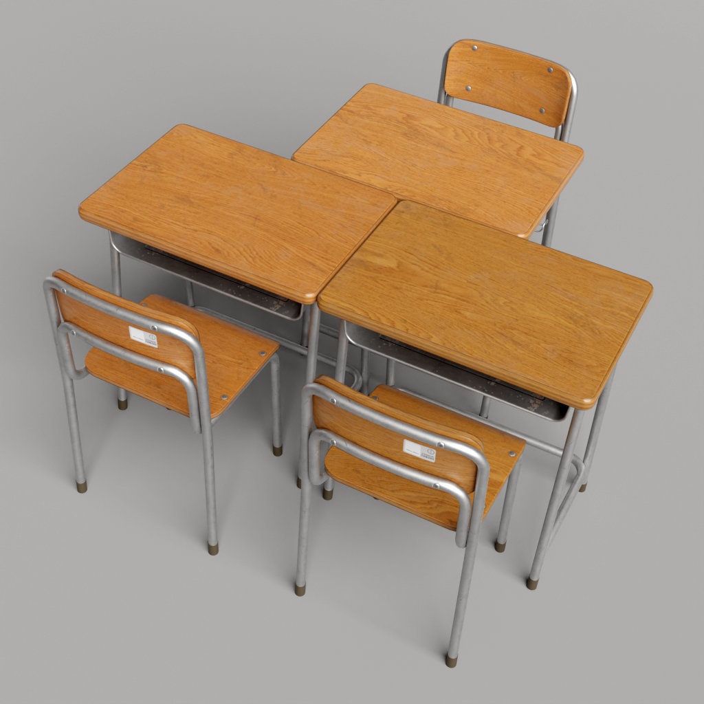 教室用の机と椅子 01