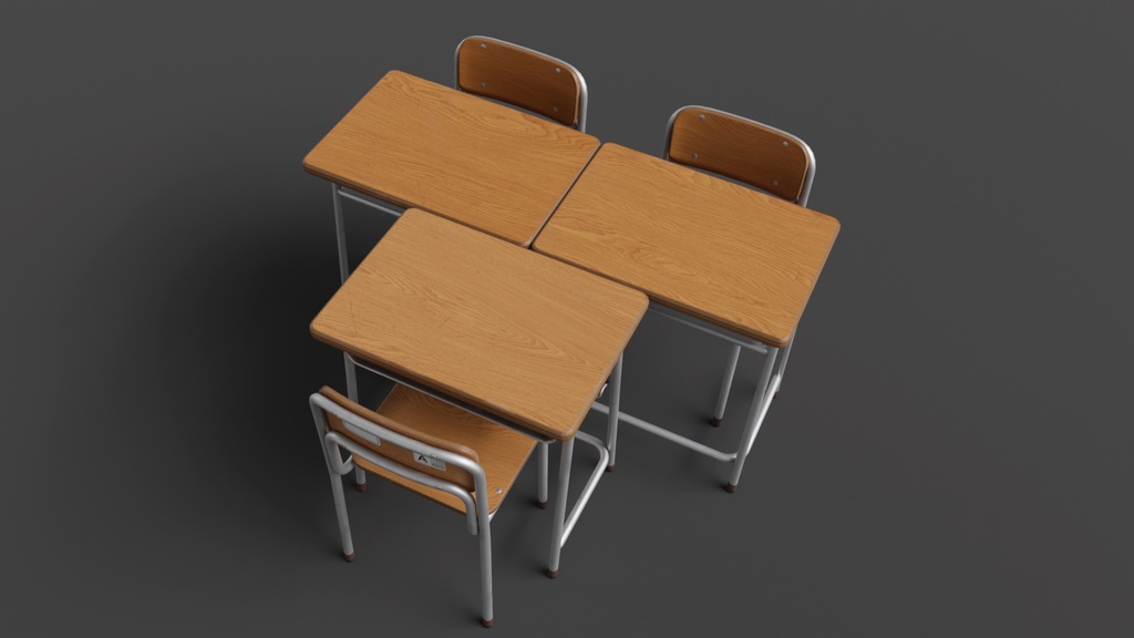 教室用の机と椅子 01(Free版有り)