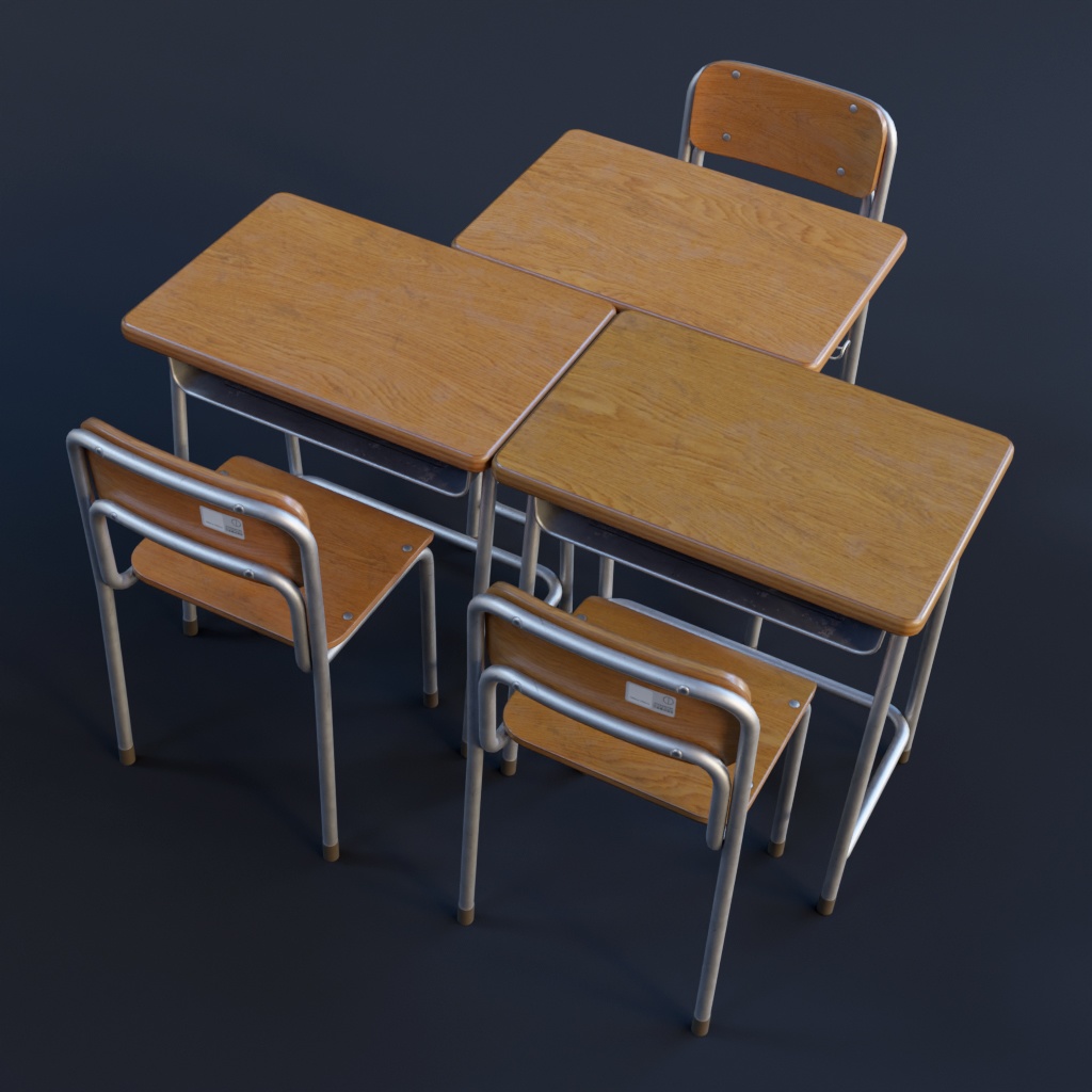 教室用の机と椅子 01