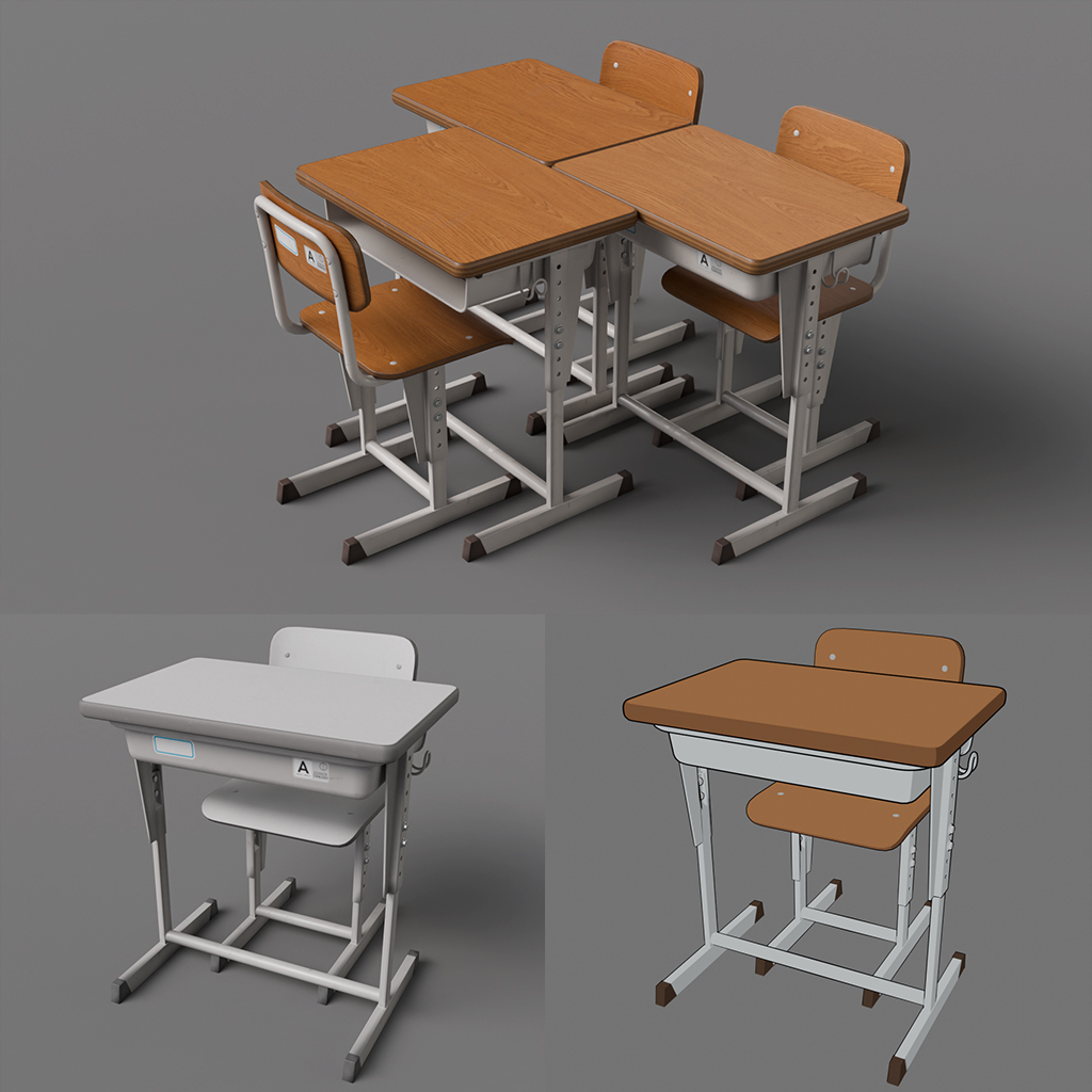 教室用の机と椅子 02