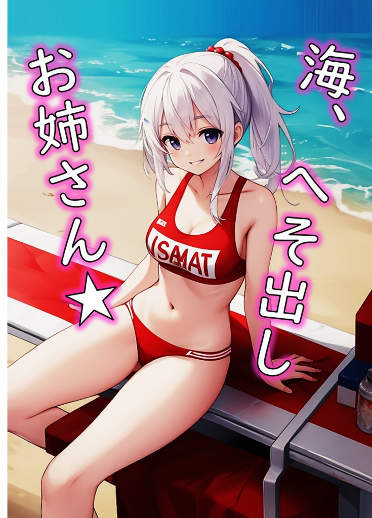 【AIグラビア】海、へそ出し。お姉さん。