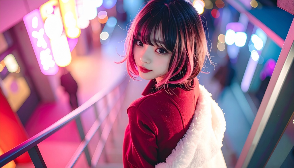 ショートボブの女子×冬イルミネーション|Lia Winter Lights Vol.1|壁紙6枚セット