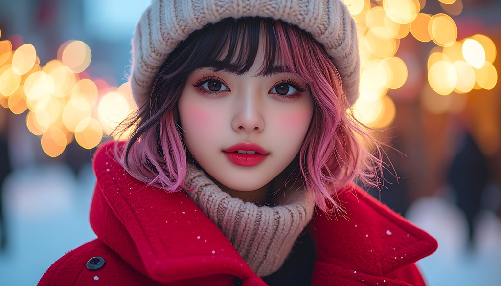 ショートボブの女子×冬イルミネーション｜Lia Winter Lights Vol.1｜壁紙6枚セット