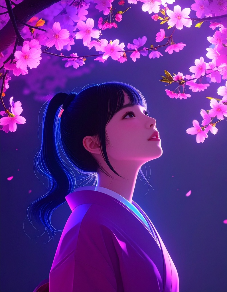 四季×光の女子ビジュアル|壁紙3枚セット|和風・冬景色・桜