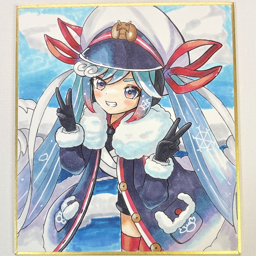 雪ミク2022手描きミニ色紙