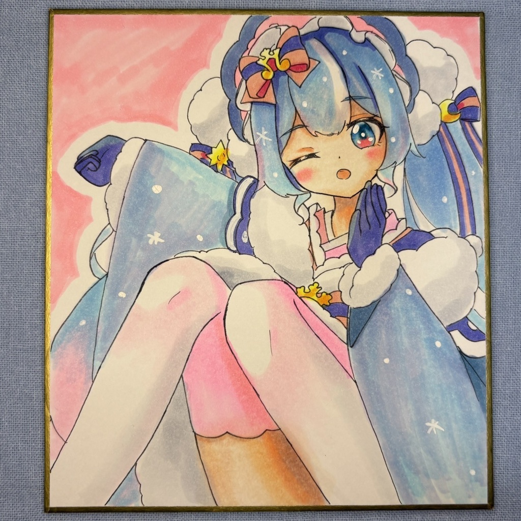 直筆色紙　ふゆうらら（雪ミク2023）