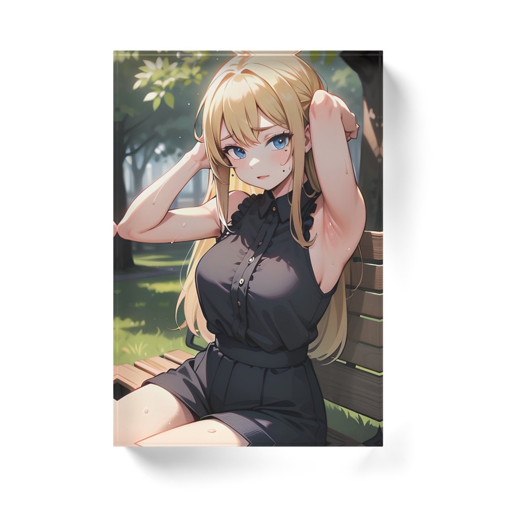 金髪脇見せ少女【アクリルブロック】