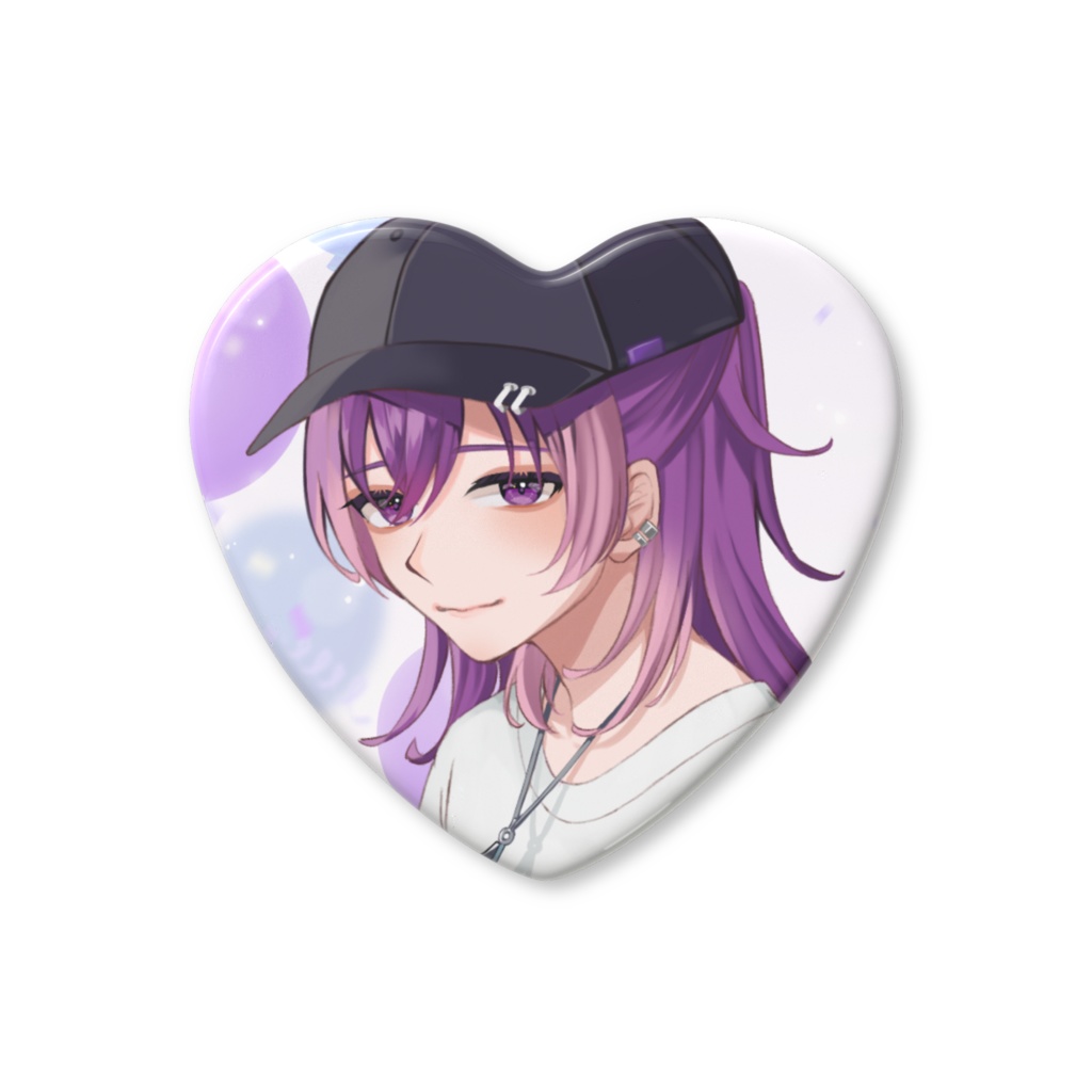 朔真イリス　ハート型 缶バッジ