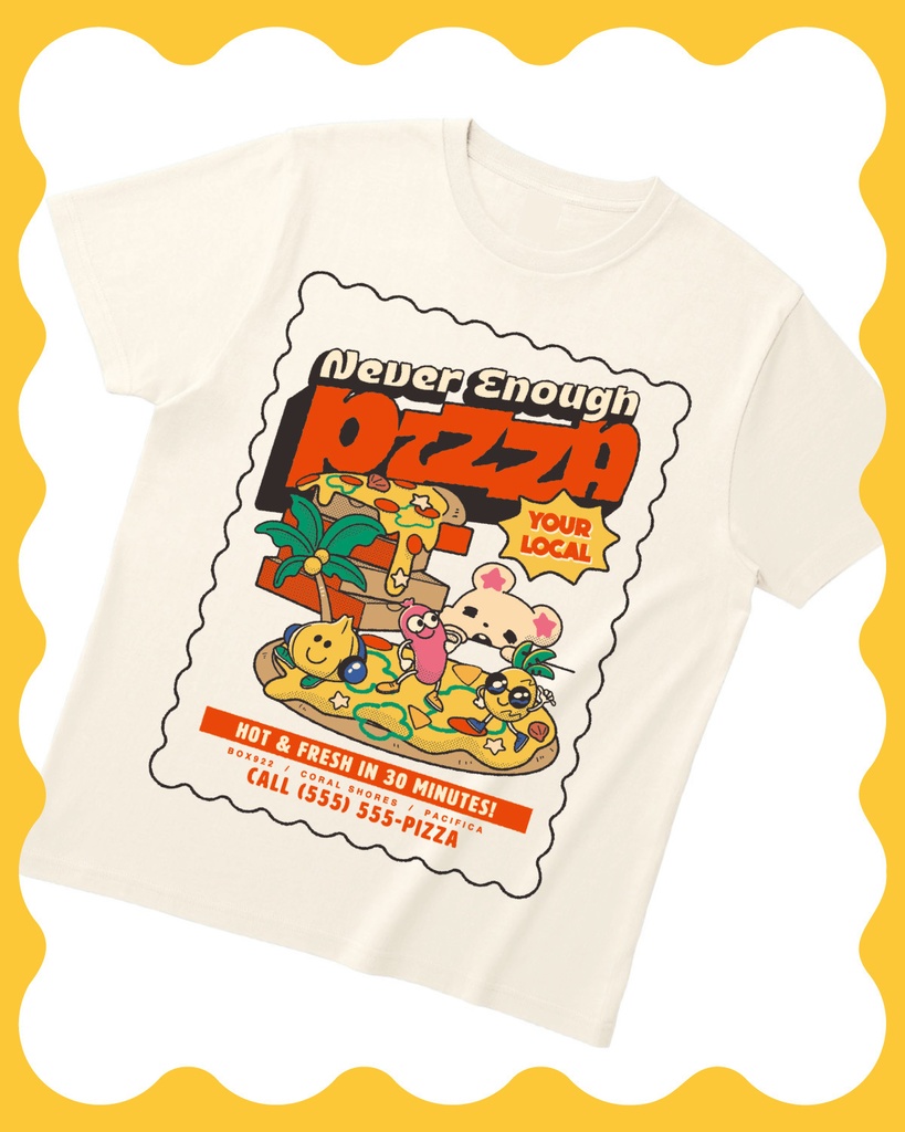 PIZZA Tシャツ🍕YUM YUM PIZZA .Ver