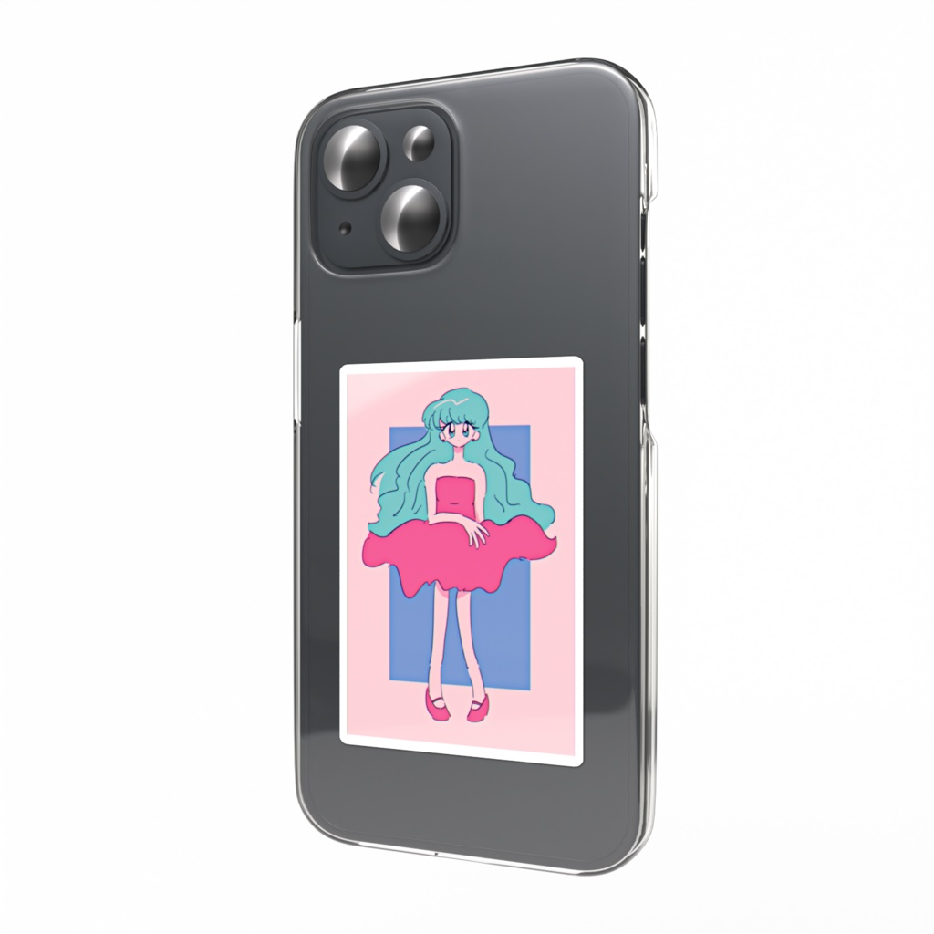 赤いドレスの女の子 スマホステッカー