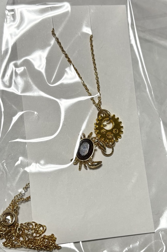 カニと歯車ネックレス