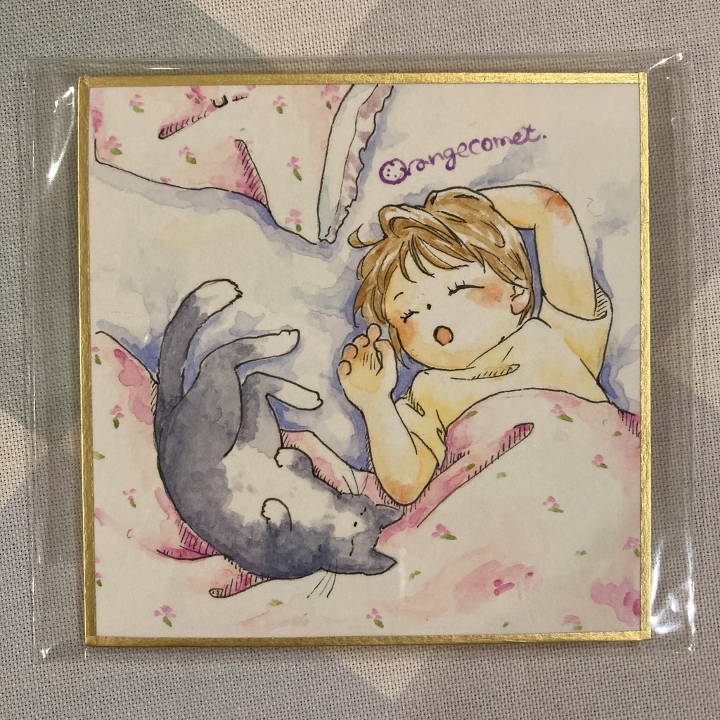 ミニ色紙原画『ねこファンタジア』①