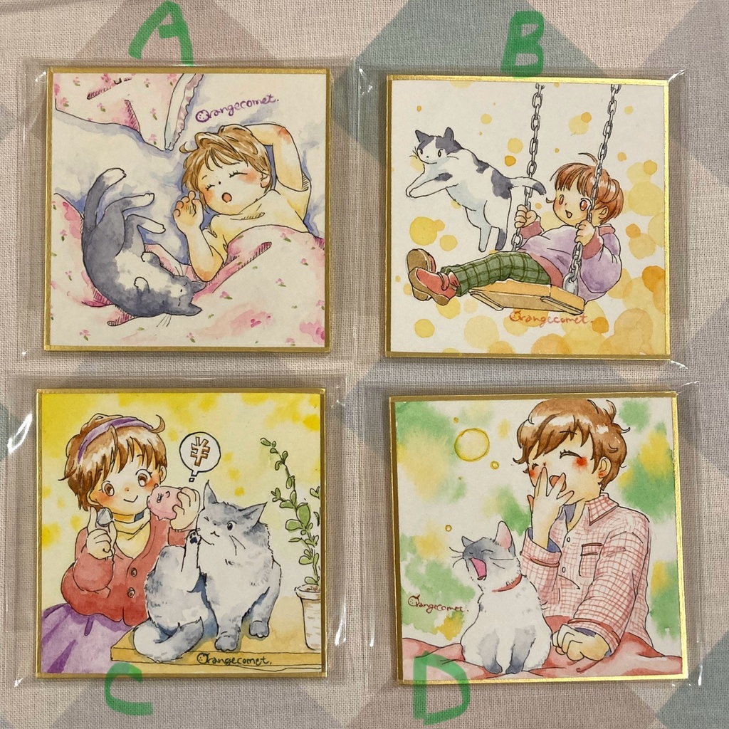 ミニ色紙原画『ねこファンタジア』①