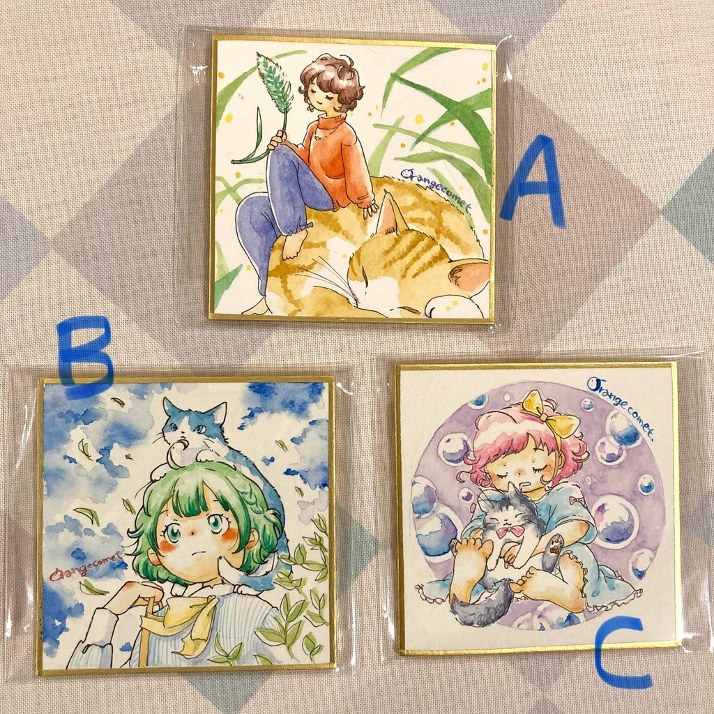 ミニ色紙原画『ねこファンタジア』③