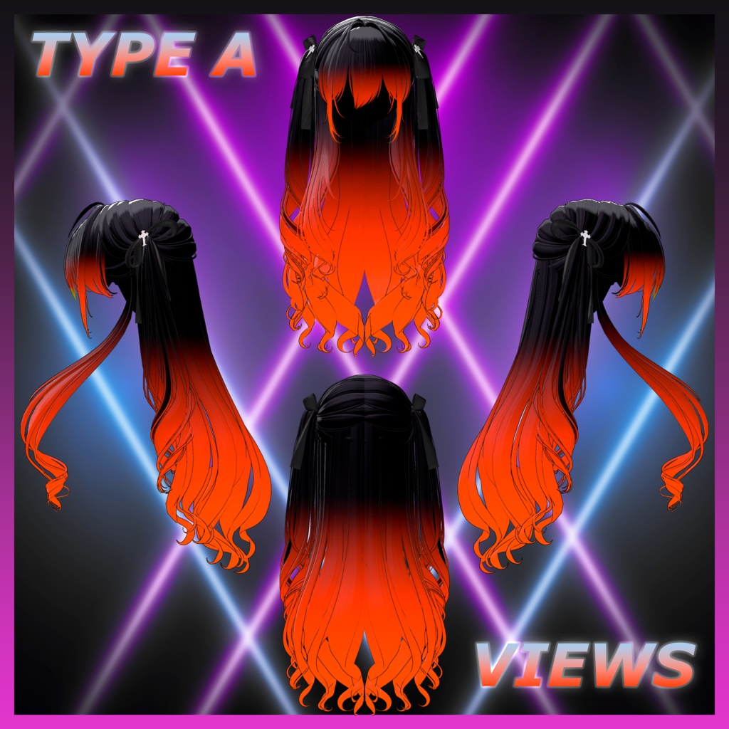 Lilith Two Side Twin Tail Hair Highlights Texture 【VRC Hair Texture - Glay Unknown】