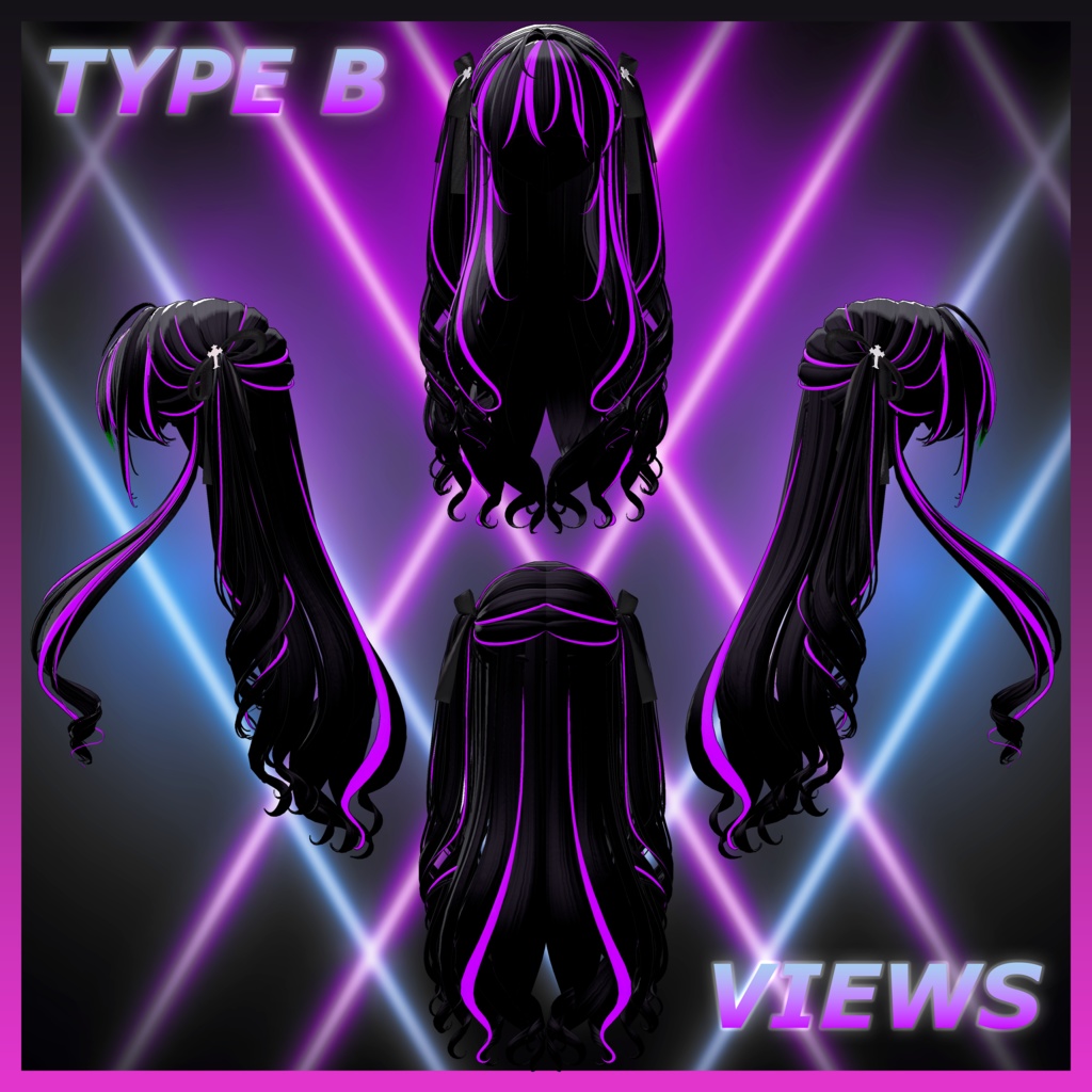 Lilith Two Side Twin Tail Hair Highlights Texture 【VRC Hair Texture - Glay Unknown】