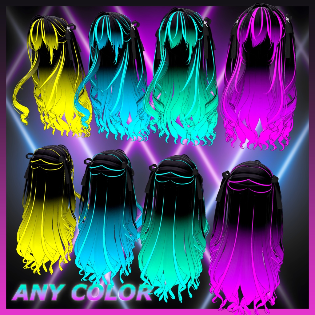 Lilith Two Side Twin Tail Hair Highlights Texture 【VRC Hair Texture - Glay Unknown】