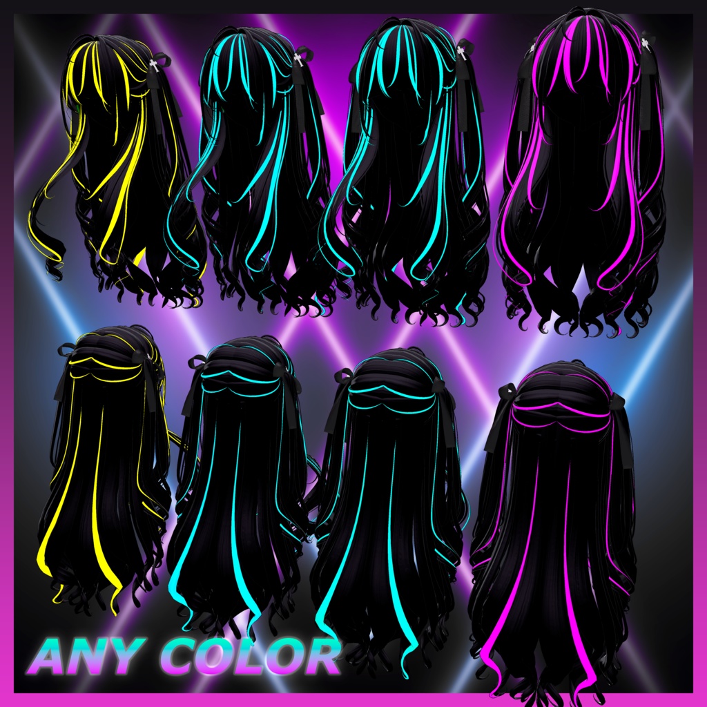 Lilith Two Side Twin Tail Hair Highlights Texture 【VRC Hair Texture - Glay Unknown】