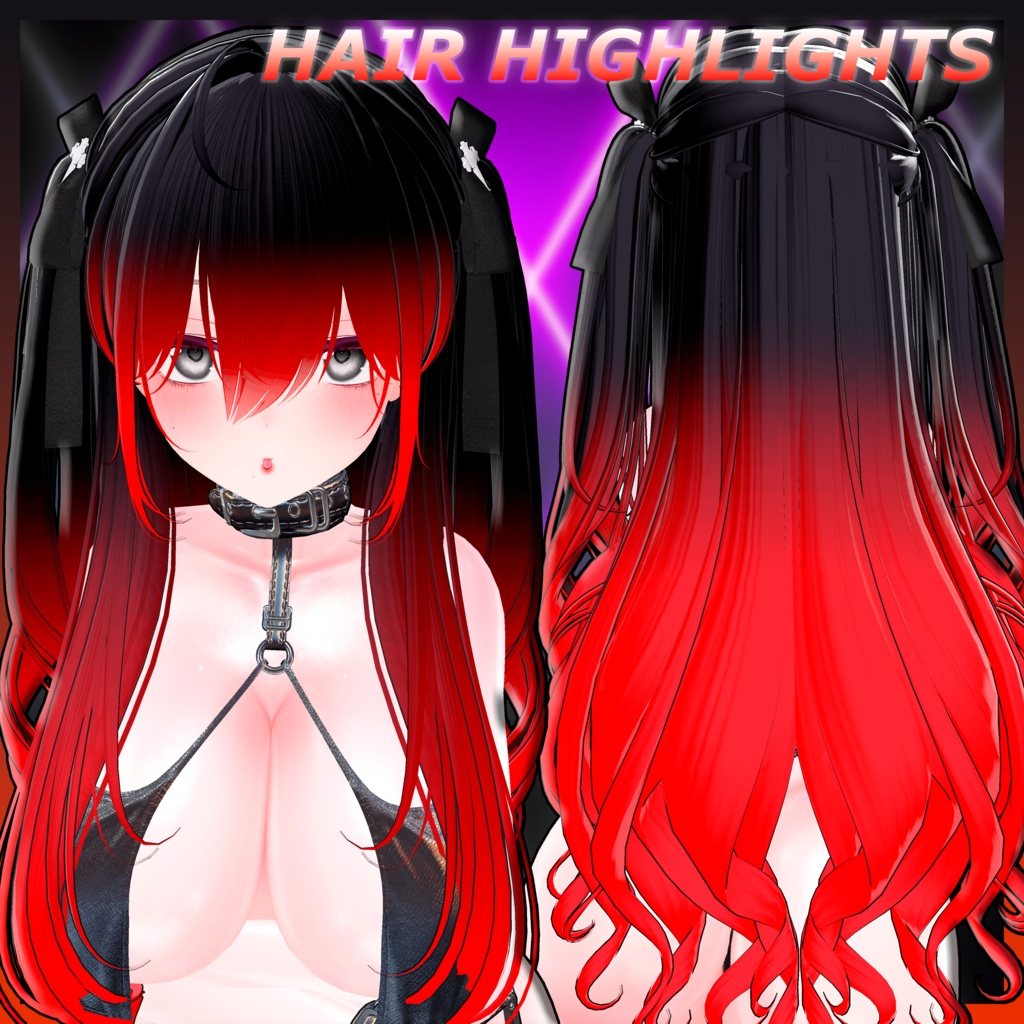 Lilith Two Side Twin Tail Hair Highlights Texture 【VRC Hair Texture - Glay Unknown】