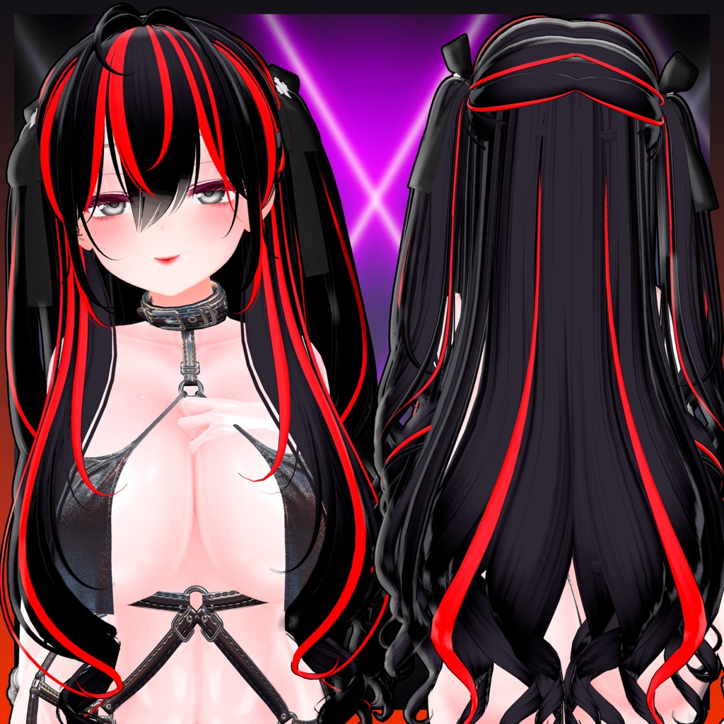 Lilith Two Side Twin Tail Hair Highlights Texture 【VRC Hair Texture - Glay Unknown】