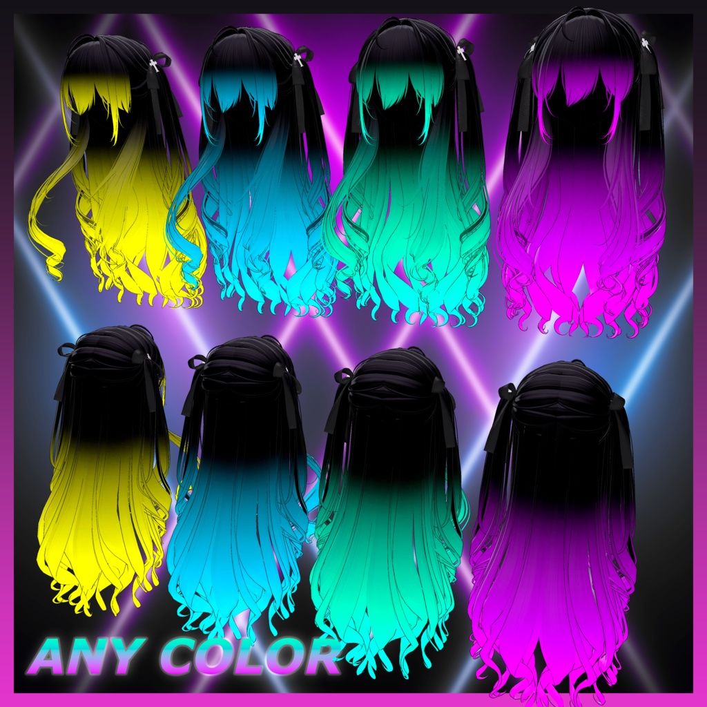 Lilith Two Side Twin Tail Hair Highlights Texture 【VRC Hair Texture - Glay Unknown】