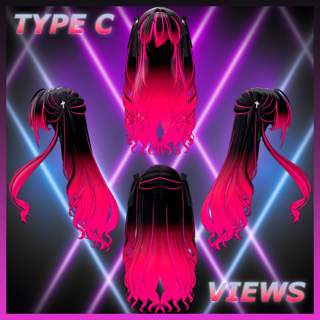 Lilith Two Side Twin Tail Hair Highlights Texture 【VRC Hair Texture - Glay Unknown】