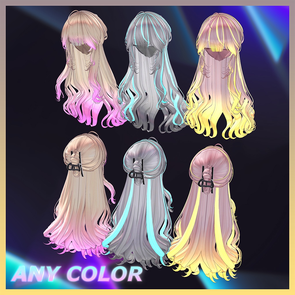 2Way Vance Clip Hair Ver.2 Highlights Texture 【VRC Hair Texture - GLAY Unknown】