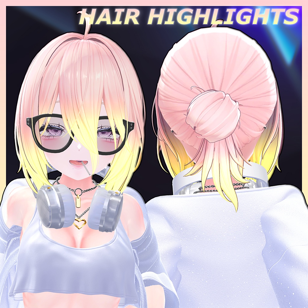 Cozy Bun Hair Highlights Texture 【VRC Hair Texture - 隣の店】