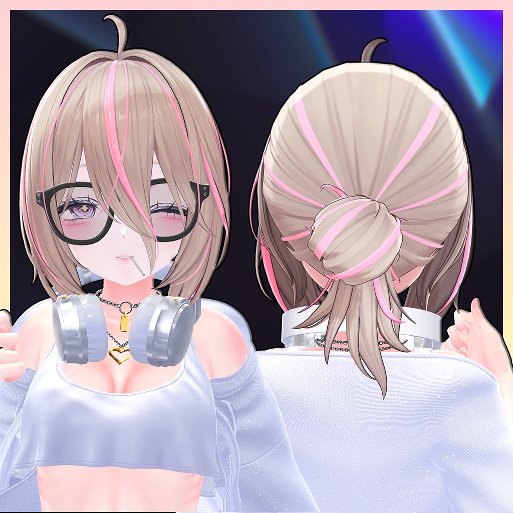 Cozy Bun Hair Highlights Texture 【VRC Hair Texture - 隣の店】