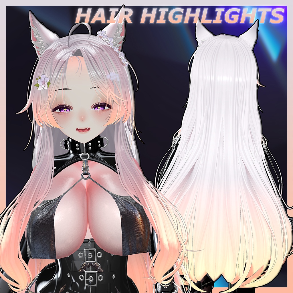 キツネロングヘア Highlights Texture 【VRC Hair Texture - Li-ne_Shop】