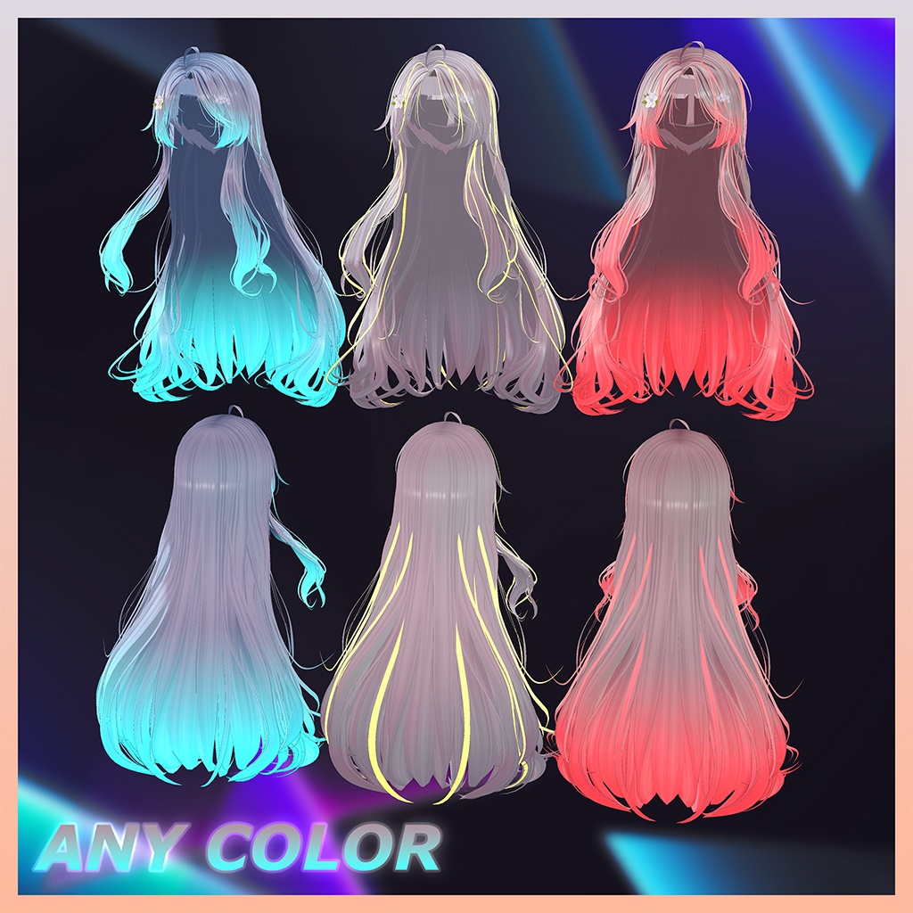 キツネロングヘア Highlights Texture 【VRC Hair Texture - Li-ne_Shop】