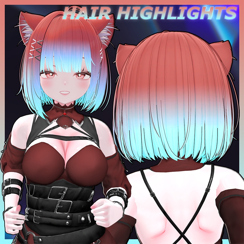 Neko Bob Highlights Texture 【VRC Hair Texture - 隣の店】