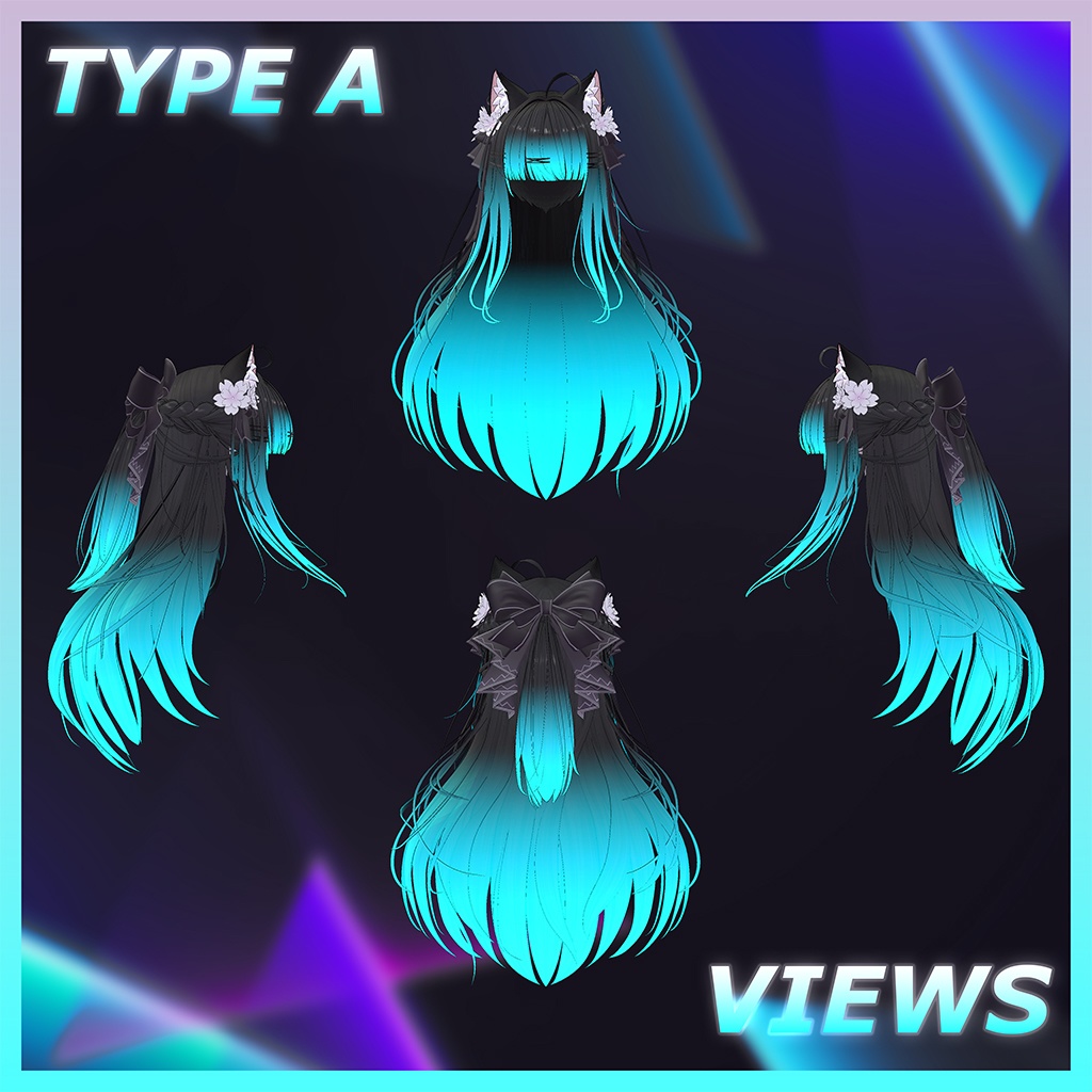 猫ロングヘア Highlights Texture 【VRC Hair Texture - Li-ne_Shop】