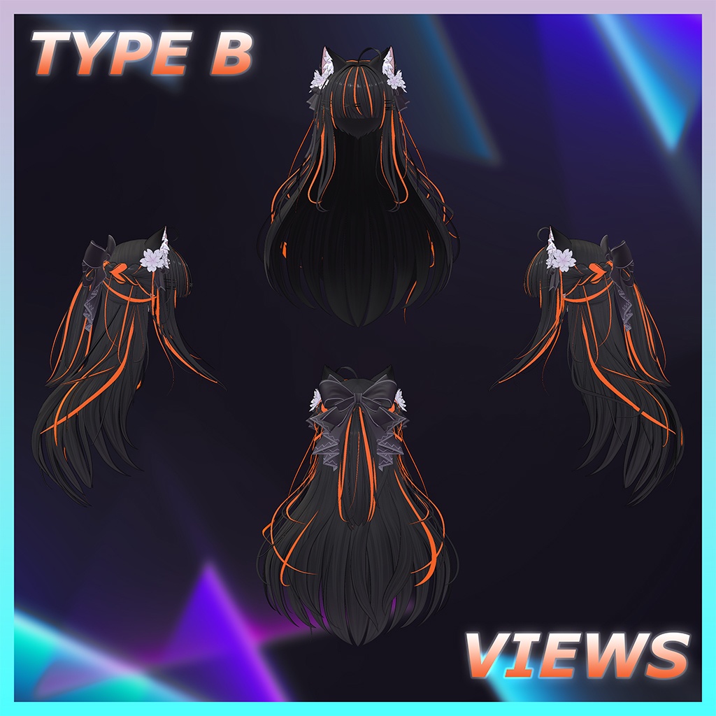 猫ロングヘア Highlights Texture 【VRC Hair Texture - Li-ne_Shop】