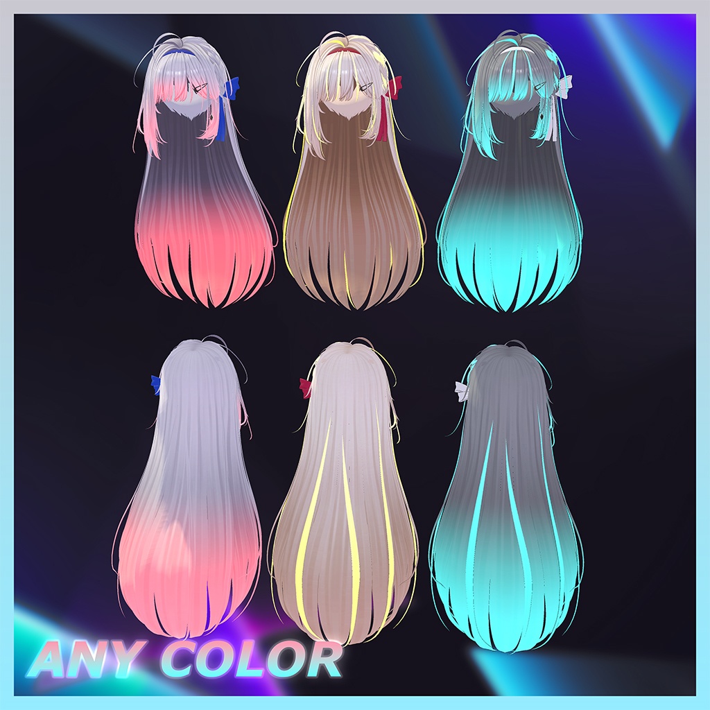 ポイントリボン ロングヘア Highlights Texture 【VRC Hair Texture - Li-ne_Shop】