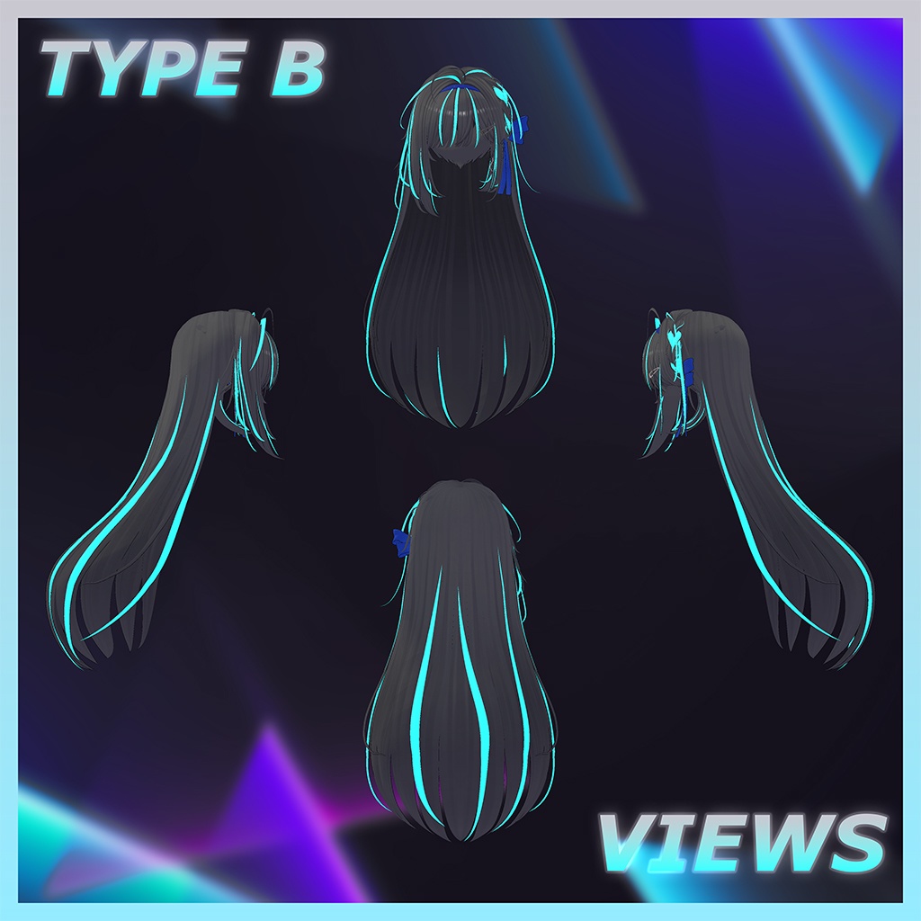 ポイントリボン ロングヘア Highlights Texture 【VRC Hair Texture - Li-ne_Shop】