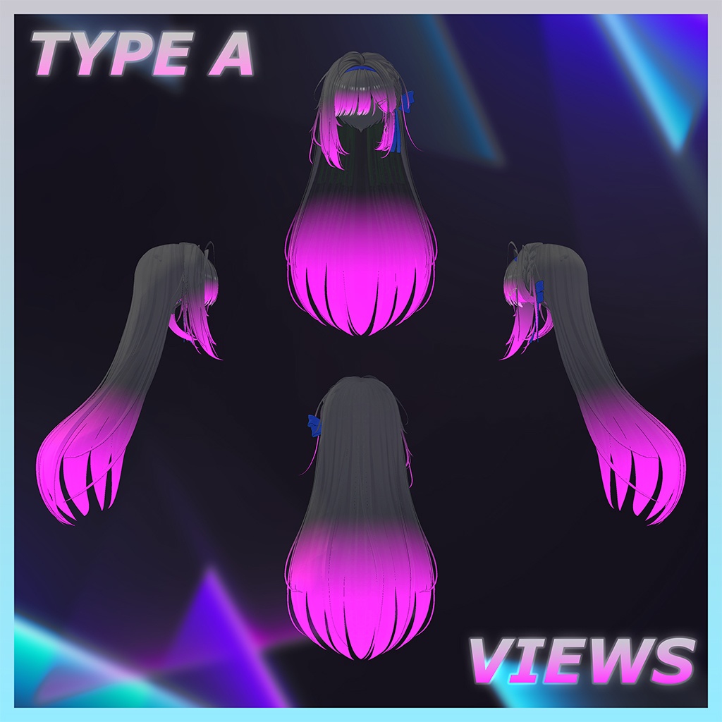 ポイントリボン ロングヘア Highlights Texture 【VRC Hair Texture - Li-ne_Shop】