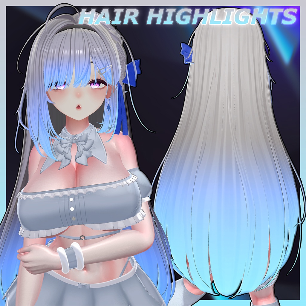 ポイントリボン ロングヘア Highlights Texture 【VRC Hair Texture - Li-ne_Shop】
