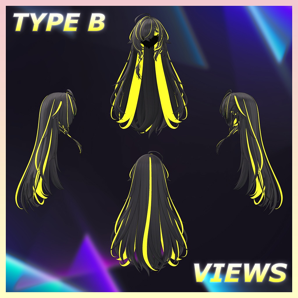 Rough Long Hair Highlights Texture 【VRC Hair Texture - 隣の店】