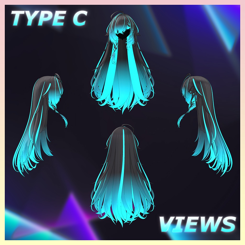 Rough Long Hair Highlights Texture 【VRC Hair Texture - 隣の店】