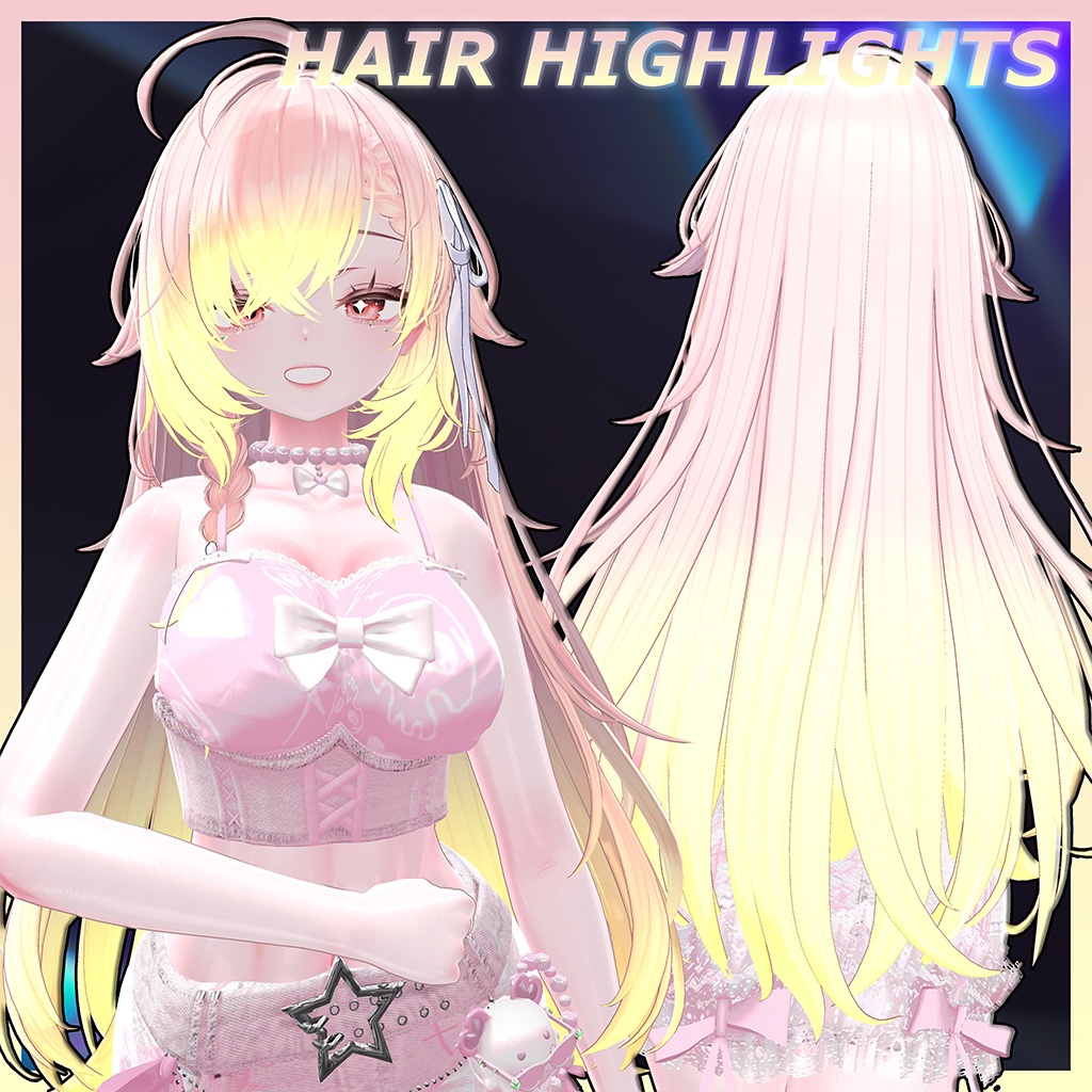 Rough Long Hair Highlights Texture 【VRC Hair Texture - 隣の店】