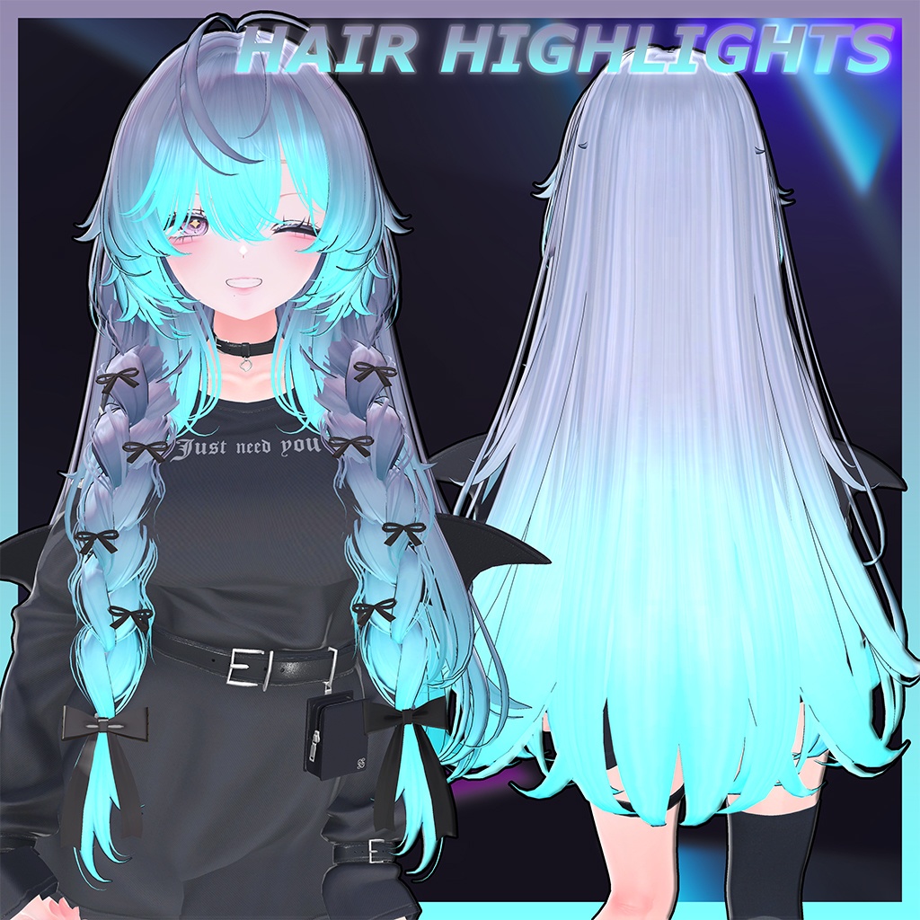 Puppy long braids Hair Highlights Texture 【VRC Hair Texture - GLAY Unknown】