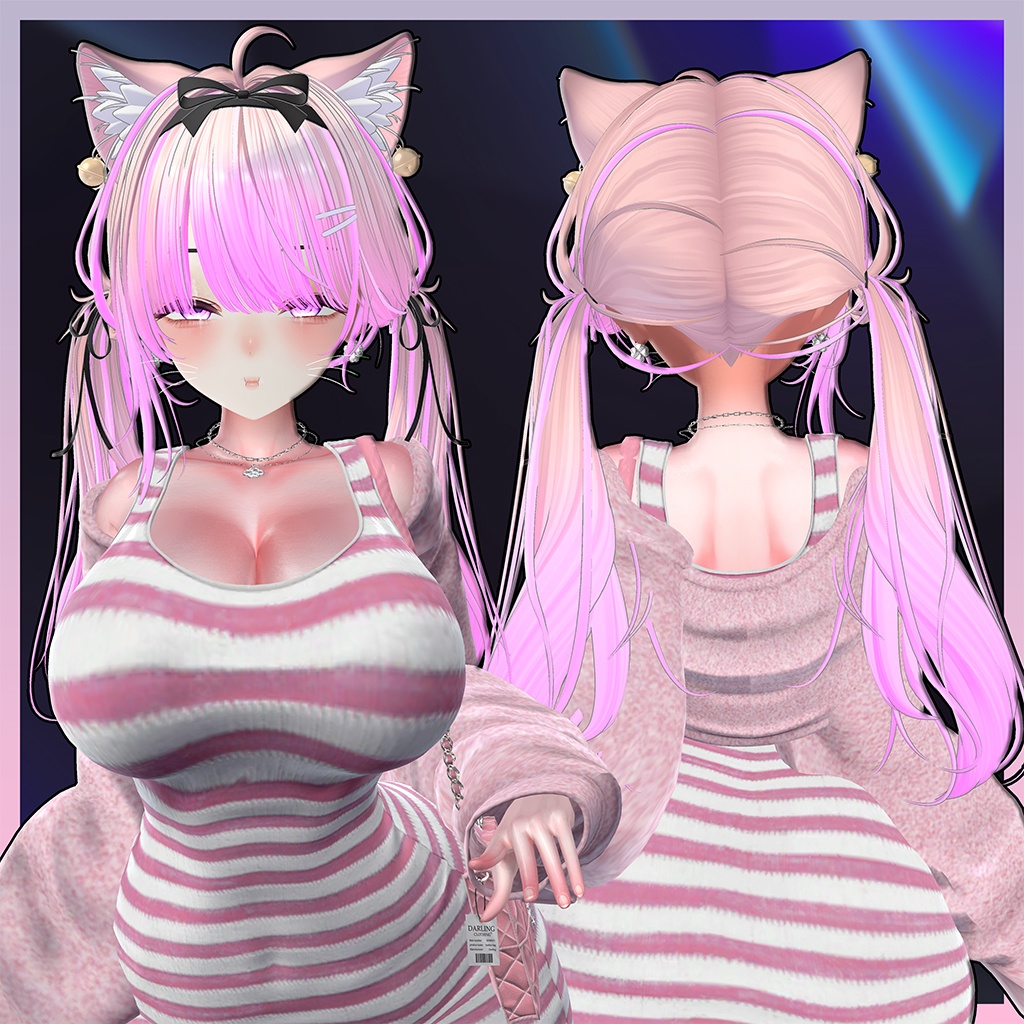 猫ツインテールヘア Highlights Texture 【VRC Hair Texture - Li-ne_Shop】